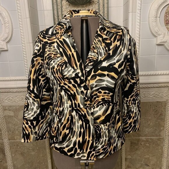 Rafaella. Size XL. Cotton Lined Button Front Animal Print Jacket. Pockets. WTC - Picture 1 of 7